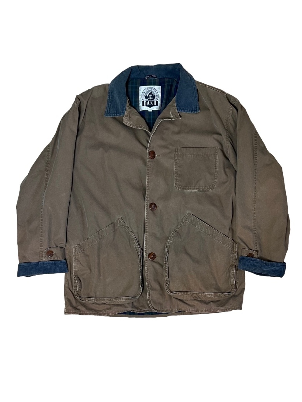 Dash Vintage Canvas Barn Jacket Corduroy Collar Brown M